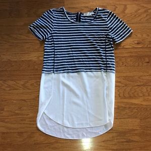 RD STYLE STRIPE SHORT SLEEVE HALF LONG SHIRT